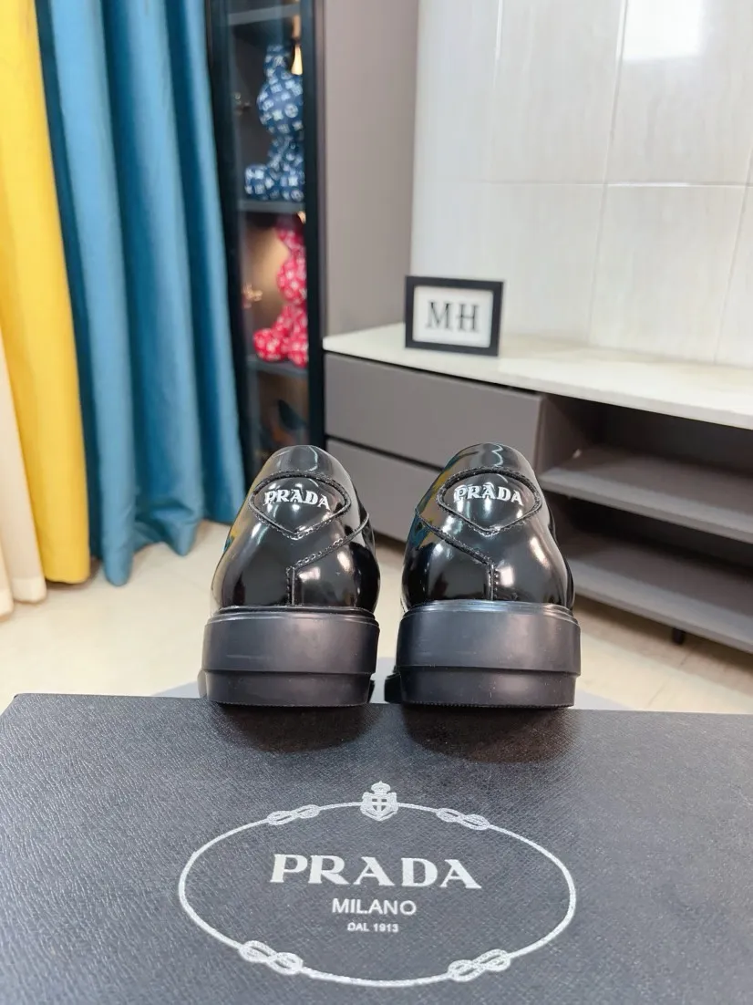 Men's shoes 💰540🌹🌹【PRADA Leather Shoes】Top purchasing agency Original imported Italian custom-made open-edge beaded cowhide leather surface, fully imported water-dyed breathable cowhide lining, original factory special molded sole super comfortable, size: 38-44